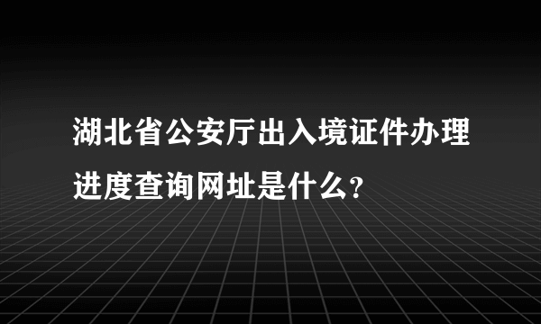 湖北省公安厅出入境证件办理进度查询网址是什么？