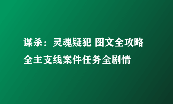 谋杀：灵魂疑犯 图文全攻略 全主支线案件任务全剧情