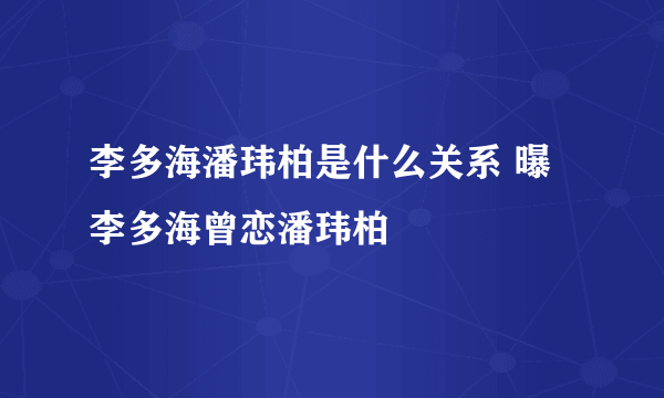 李多海潘玮柏是什么关系 曝李多海曾恋潘玮柏