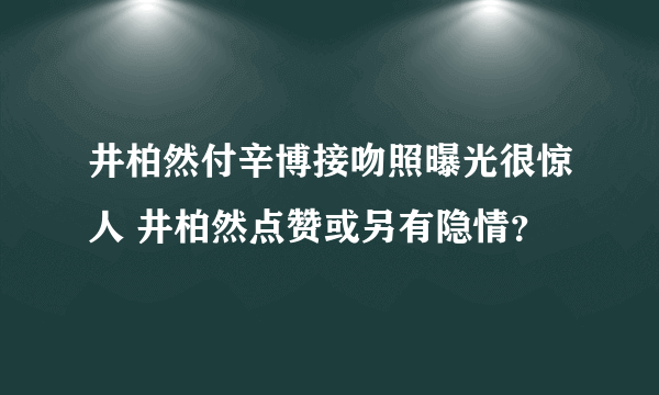 井柏然付辛博接吻照曝光很惊人 井柏然点赞或另有隐情？