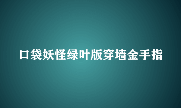 口袋妖怪绿叶版穿墙金手指