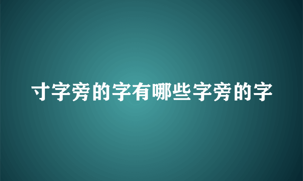 寸字旁的字有哪些字旁的字