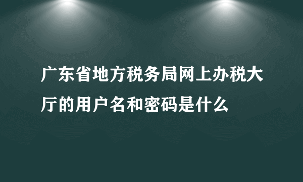 广东省地方税务局网上办税大厅的用户名和密码是什么