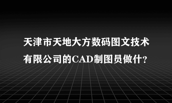 天津市天地大方数码图文技术有限公司的CAD制图员做什？