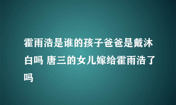 霍雨浩是谁的孩子爸爸是戴沐白吗 唐三的女儿嫁给霍雨浩了吗