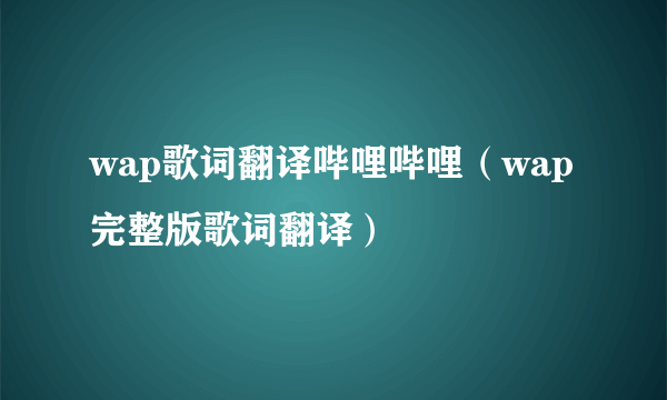 wap歌词翻译哔哩哔哩（wap完整版歌词翻译）