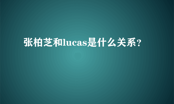 张柏芝和lucas是什么关系？