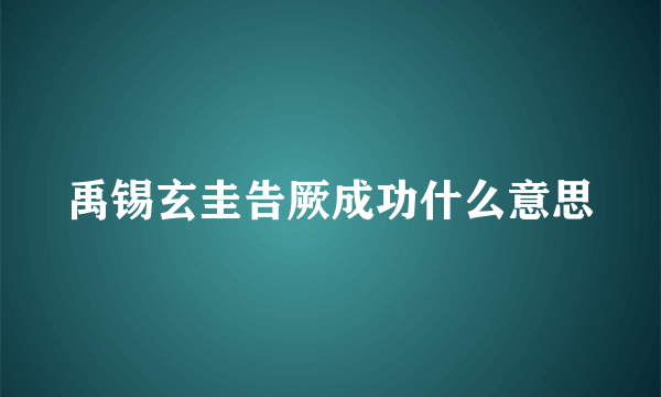 禹锡玄圭告厥成功什么意思