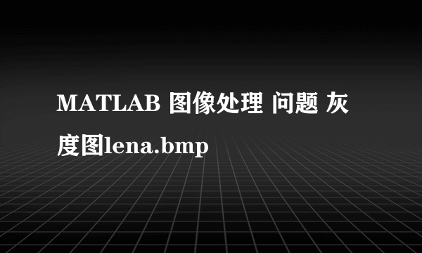 MATLAB 图像处理 问题 灰度图lena.bmp