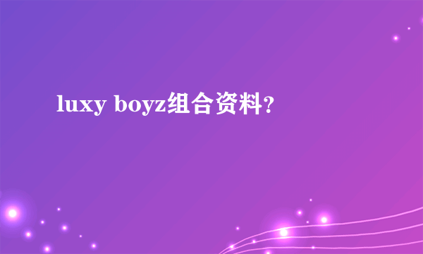 luxy boyz组合资料？