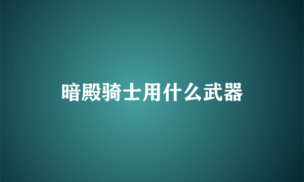 暗殿骑士用什么武器