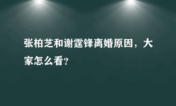 张柏芝和谢霆锋离婚原因，大家怎么看？