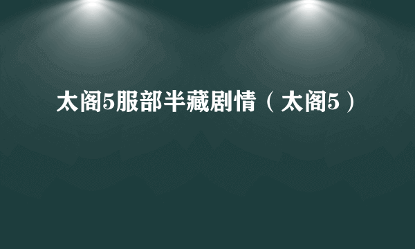 太阁5服部半藏剧情（太阁5）