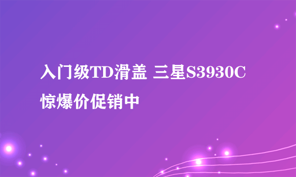 入门级TD滑盖 三星S3930C惊爆价促销中