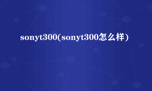 sonyt300(sonyt300怎么样)