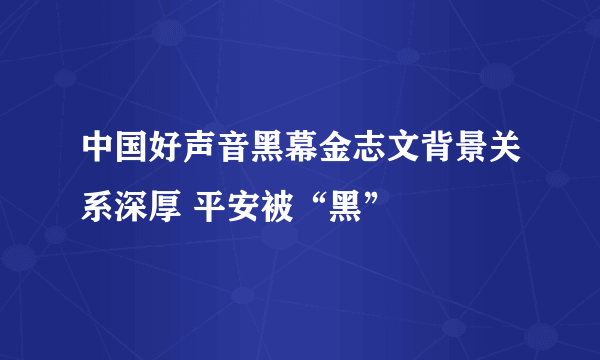 中国好声音黑幕金志文背景关系深厚 平安被“黑”