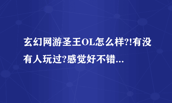 玄幻网游圣王OL怎么样?!有没有人玩过?感觉好不错的样子，哪个职业好玩啊?战斗哪个职业?休闲哪个职