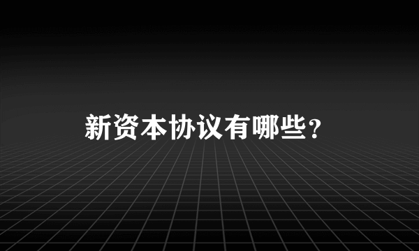 新资本协议有哪些？