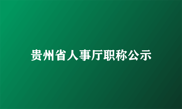 贵州省人事厅职称公示