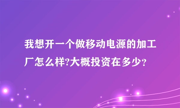 我想开一个做移动电源的加工厂怎么样?大概投资在多少？