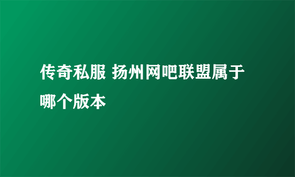 传奇私服 扬州网吧联盟属于哪个版本