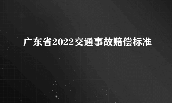 广东省2022交通事故赔偿标准