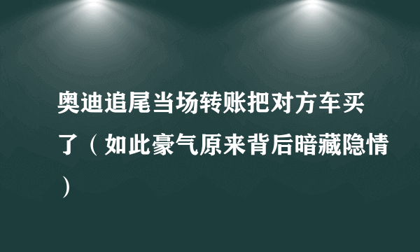 奥迪追尾当场转账把对方车买了（如此豪气原来背后暗藏隐情）