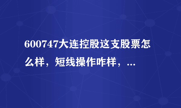 600747大连控股这支股票怎么样，短线操作咋样，对今天的形势大家怎么分析的