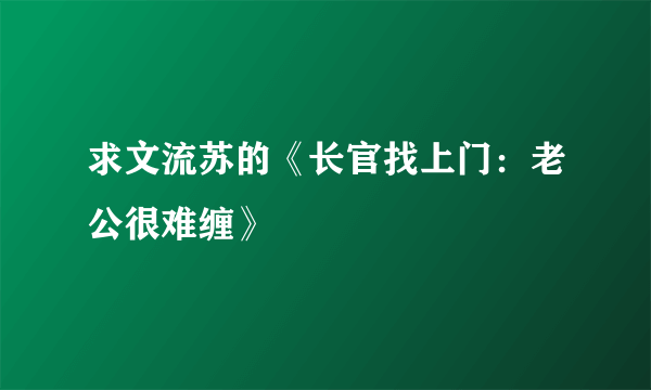 求文流苏的《长官找上门：老公很难缠》