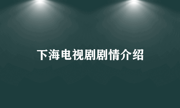 下海电视剧剧情介绍