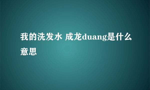 我的洗发水 成龙duang是什么意思