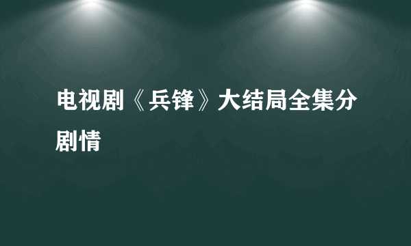 电视剧《兵锋》大结局全集分剧情