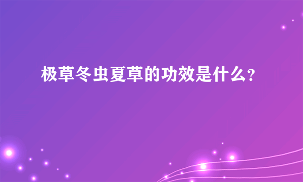 极草冬虫夏草的功效是什么？