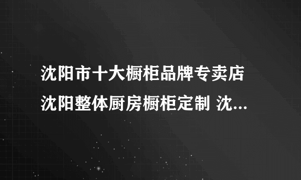 沈阳市十大橱柜品牌专卖店 沈阳整体厨房橱柜定制 沈阳可以买橱柜的网点推荐