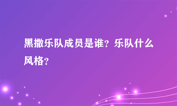 黑撒乐队成员是谁？乐队什么风格？