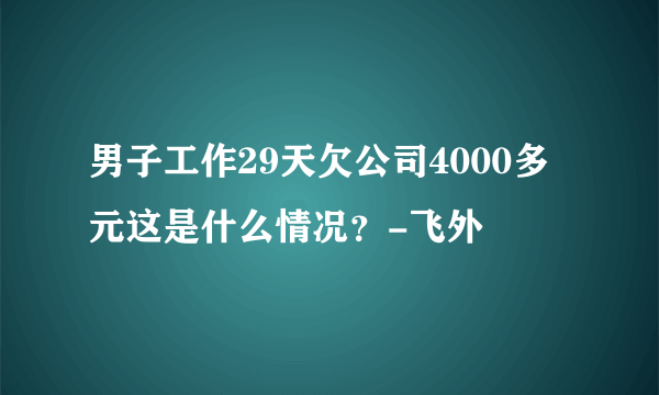 男子工作29天欠公司4000多元这是什么情况？-飞外