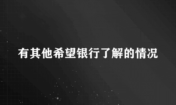 有其他希望银行了解的情况