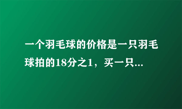 一个羽毛球的价格是一只羽毛球拍的18分之1，买一只羽毛球拍和2个羽毛球一共花了60元，一只羽毛球拍多少元