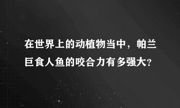 在世界上的动植物当中，帕兰巨食人鱼的咬合力有多强大？