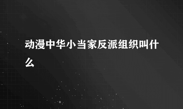 动漫中华小当家反派组织叫什么