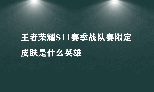 王者荣耀S11赛季战队赛限定皮肤是什么英雄