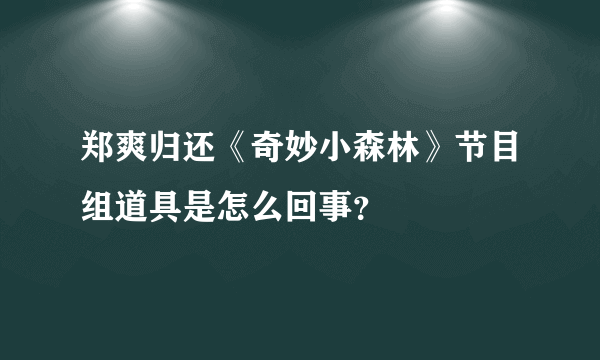 郑爽归还《奇妙小森林》节目组道具是怎么回事？