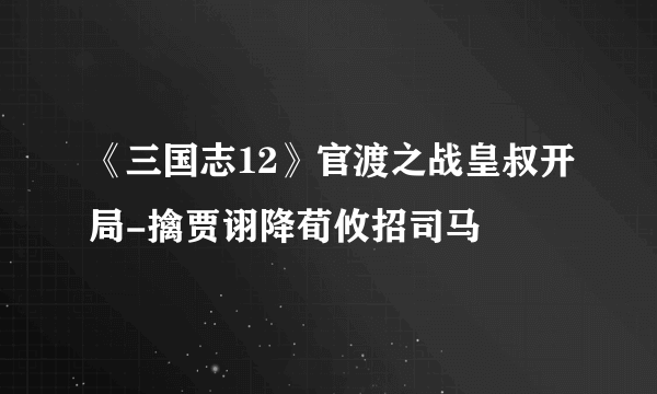 《三国志12》官渡之战皇叔开局-擒贾诩降荀攸招司马