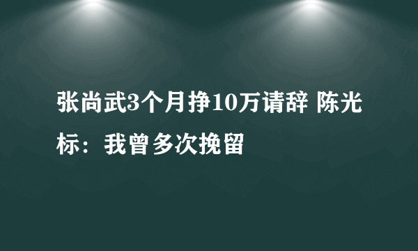 张尚武3个月挣10万请辞 陈光标：我曾多次挽留