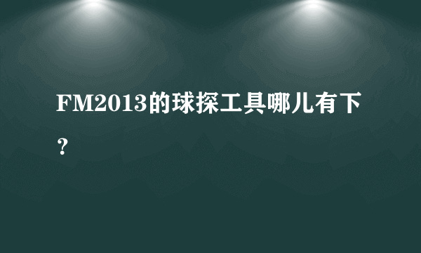 FM2013的球探工具哪儿有下？