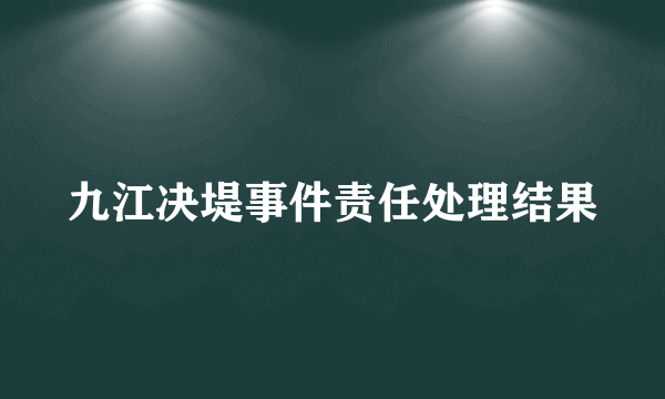 九江决堤事件责任处理结果