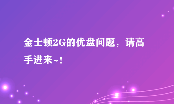 金士顿2G的优盘问题，请高手进来~！