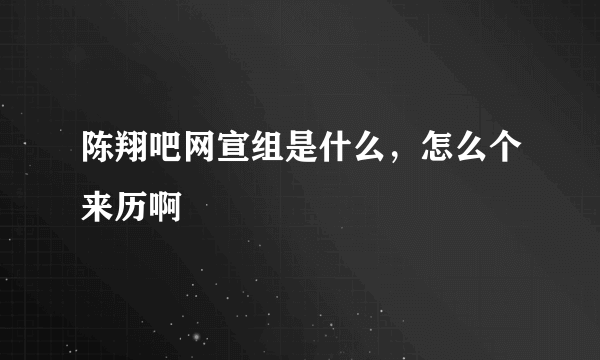 陈翔吧网宣组是什么，怎么个来历啊