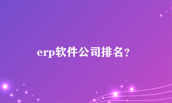 erp软件公司排名？