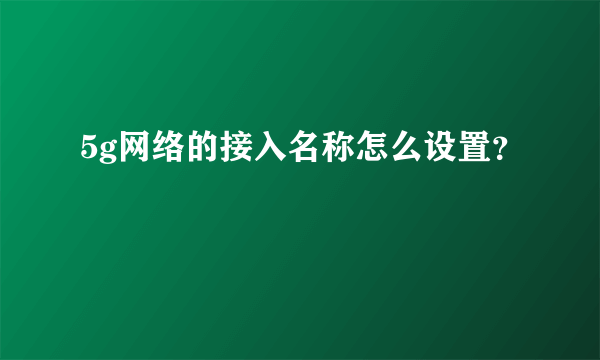 5g网络的接入名称怎么设置？